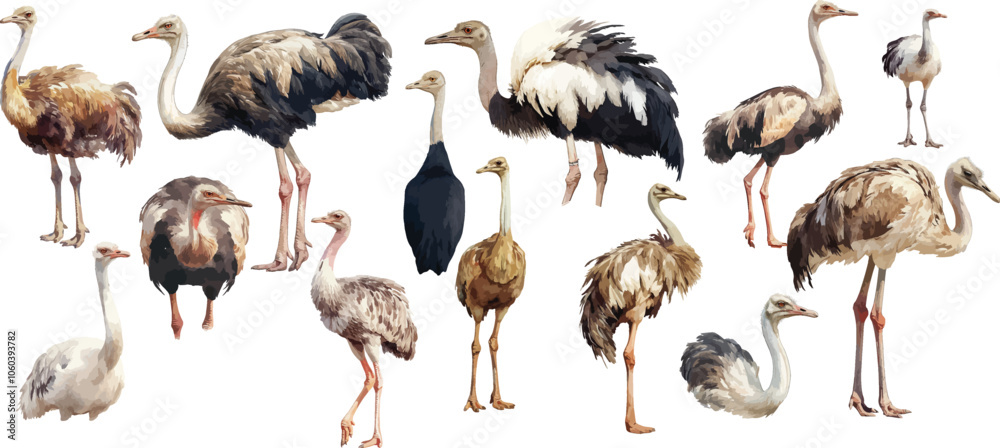 Obraz premium ostrich watercolor clipart 