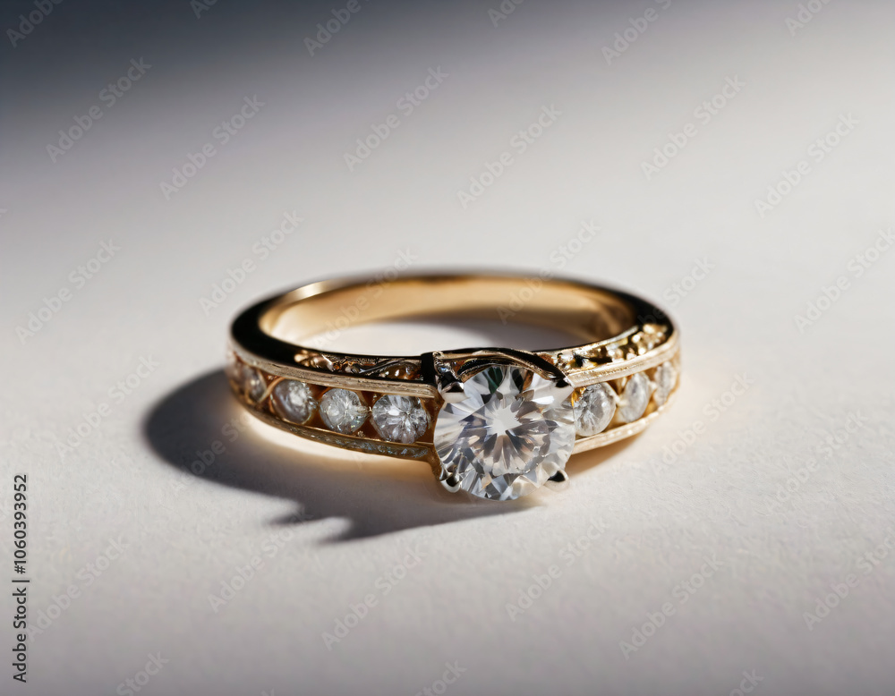 Wedding ring with a diamond on a white background. Wedding ring with a diamond on a white background.