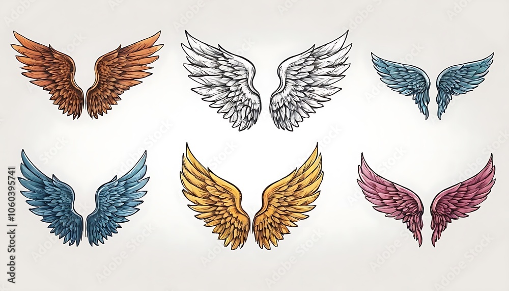 Fototapeta premium set of wings,golden wings with laurel wreath,gold, award, butterfly, fly, laurel, medal, ornament, silhouette, tattoo, triumph, trophy, wing, frame, logotype, wallpaper, 786