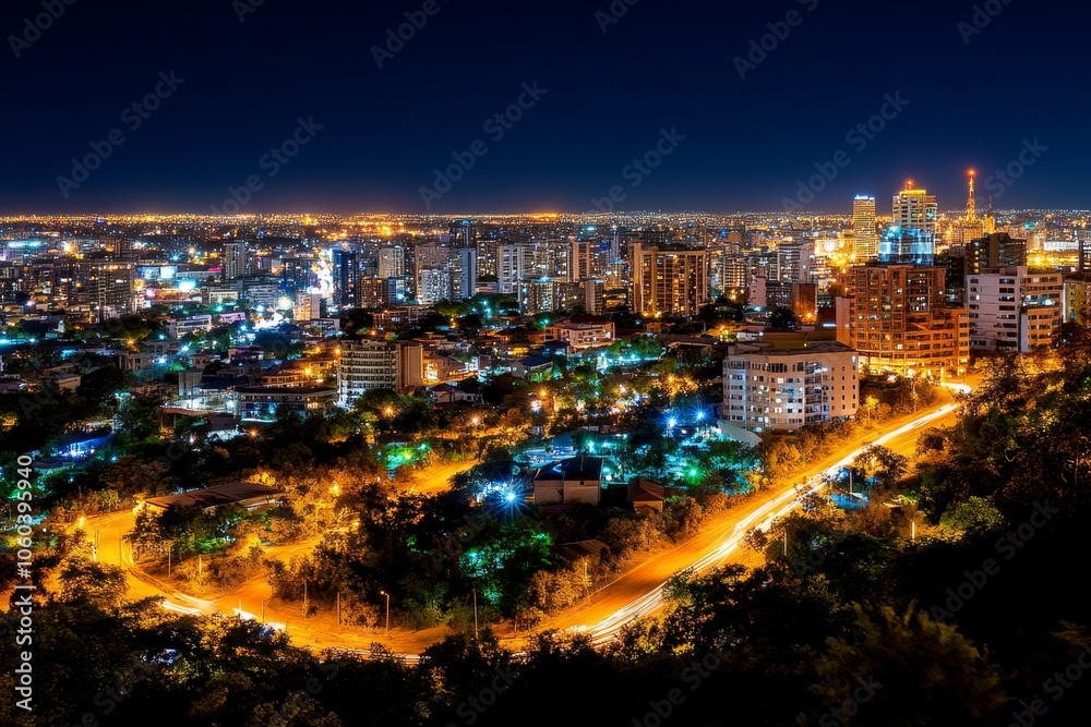 Fototapeta premium Cityscape at night with minimal lighting and deep shadows between buildings, capturing the calm and mystery of urban darkness, symbolizing quiet and mystery