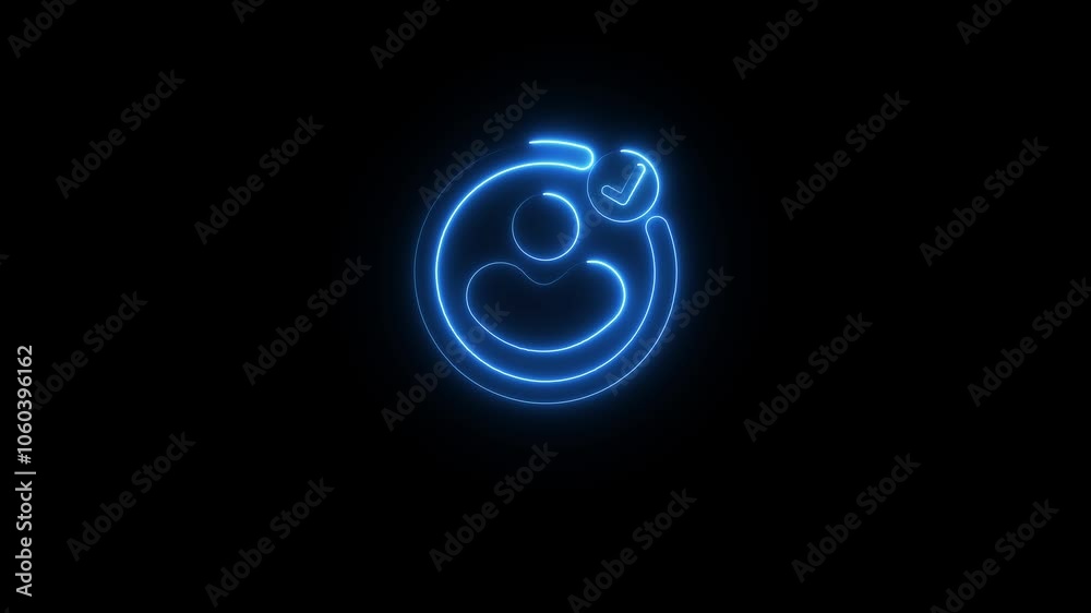 neon user profile with check mark. profile verify account icon. neon user profile with check mark. profile verify account icon.