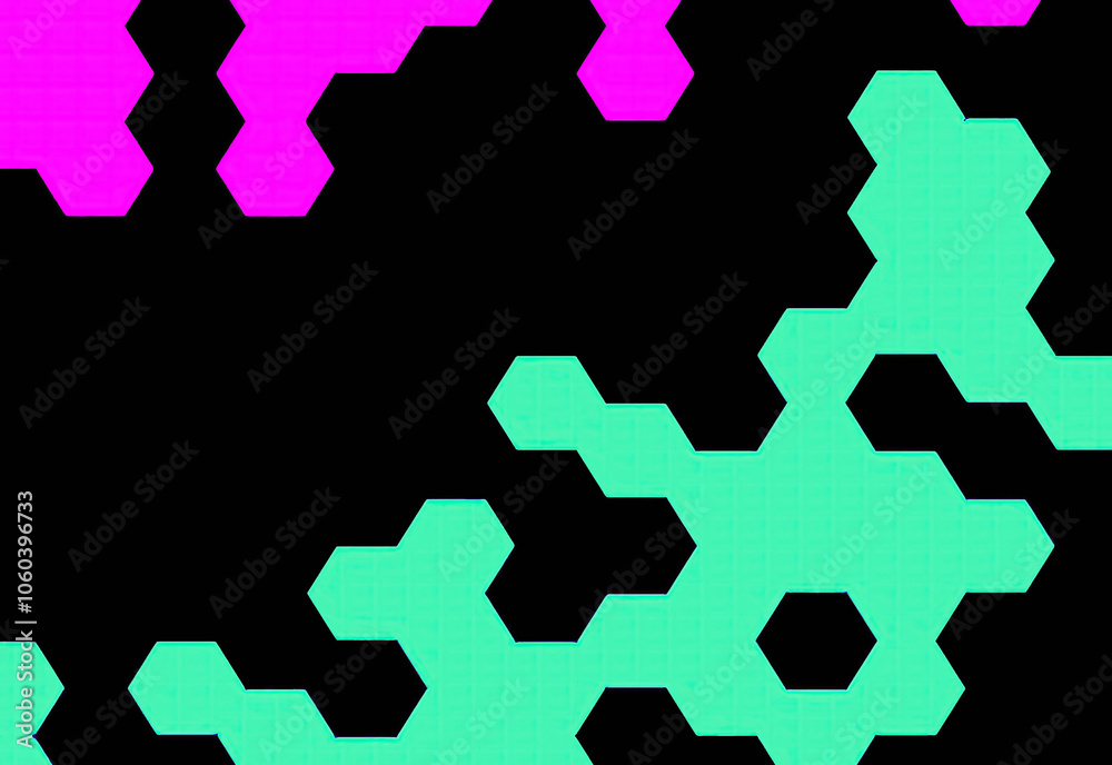 Neon hexagon texture on black paint background Neon hexagon texture on black paint background