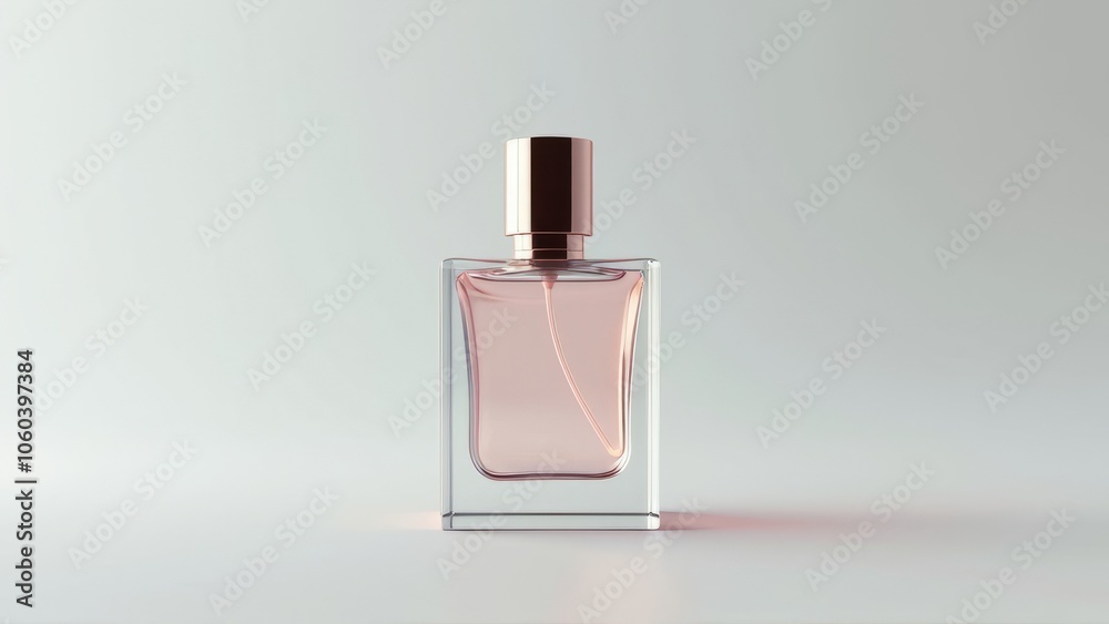 A beautiful perfume bottle on a light background. Advertising of cosmetic products and perfumes. A beautiful perfume bottle on a light background. Advertising of cosmetic products and perfumes.