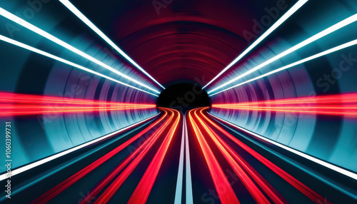 Wallpaper Mural A tunnel with red and blue lights Torontodigital.ca