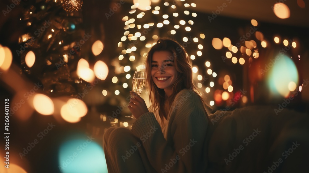 Enjoying a Cozy Winter Evening Filled with Cheer, Holiday Spirit, and Soft Warm Lights Enjoying a Cozy Winter Evening Filled with Cheer, Holiday Spirit, and Soft Warm Lights