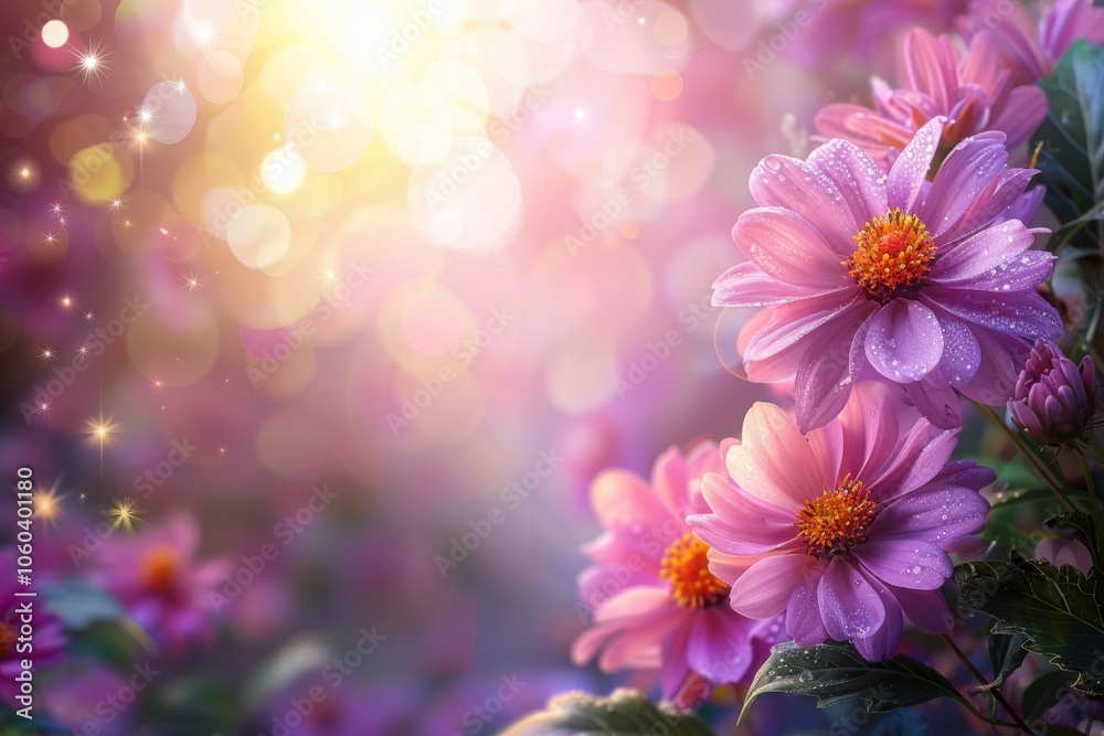 A closeup of pink dahlias with water droplets, set against a glowing, sparkling background, symbolizing the fresh beauty of spring.
A closeup of pink dahlias with water droplets, set against a glowing, sparkling background, symbolizing the fresh beauty of spring.