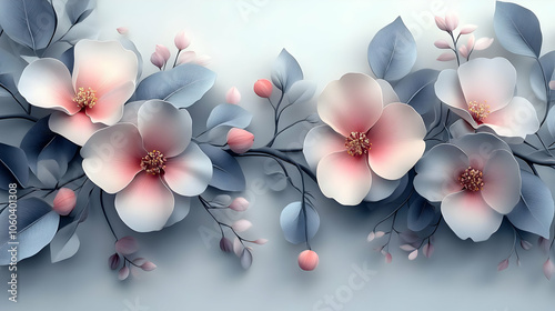 Floral Illustration with Pi...