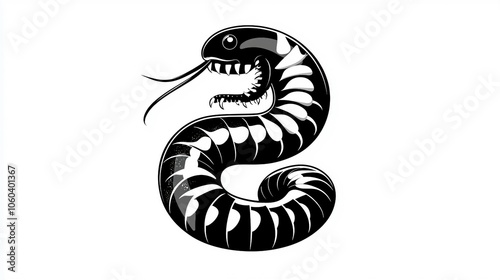 Elegant Black and White Worm Icon for Design Projects photo