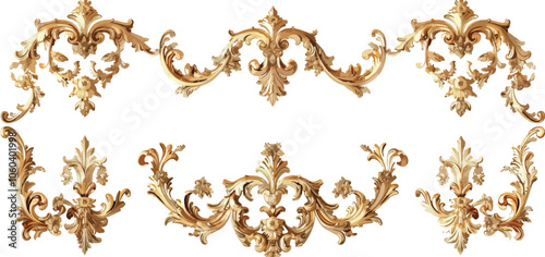 decorative corner ornaments in gold watercolor clipart	