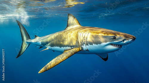 Great White Shark Underwater Photo photo