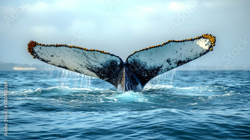 Whale Tail Emerging from Wa...