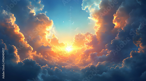 Golden Sunset Cloudscape Il...