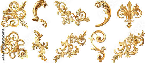 decorative corner ornaments in gold watercolor clipart
