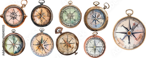 compass watercolor clipart	