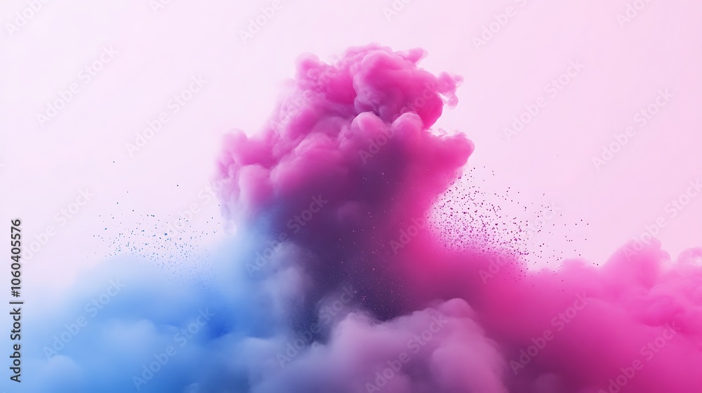 Fototapeta premium Pink and Blue Smoke Cloud Clean Blank Canvas with Empty Space for Designs