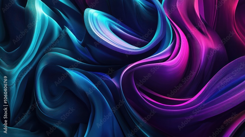 Obraz premium A vibrant, modern abstract motion banner featuring swirling geometric shapes in shades of blue, purple