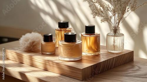 Golden Perfume Bottles on W...