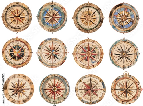 compass watercolor clipart 