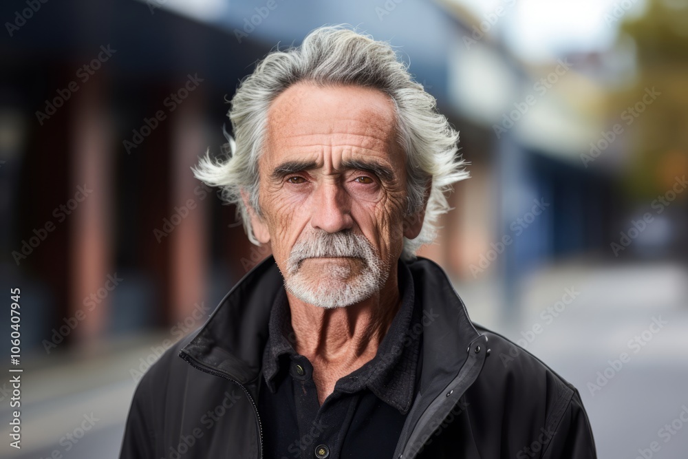 Portrait of senior man with grey hair in urban background. Toned. Portrait of senior man with grey hair in urban background. Toned.