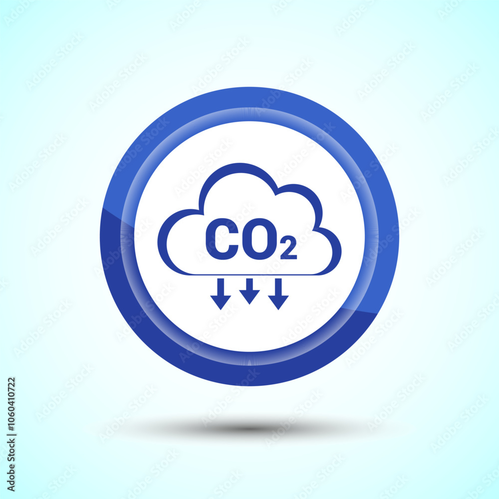 Carbon dioxide icon design illustration, Reduce co2 gas icon, Blue Color Button Design Carbon dioxide icon design illustration, Reduce co2 gas icon, Blue Color Button Design