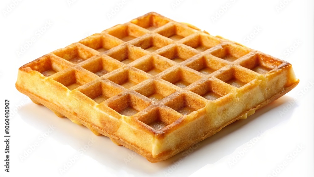A Crispy Golden Waffle with Delicate Grid Pattern, Ready to Be Topped with Sweet or Savory Delights A Crispy Golden Waffle with Delicate Grid Pattern, Ready to Be Topped with Sweet or Savory Delights