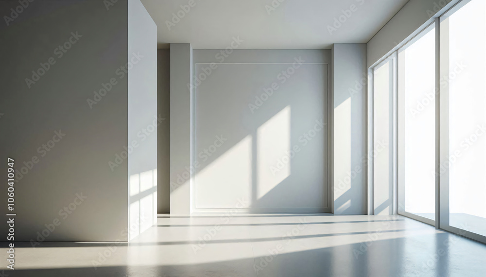 Minimalistic room space with empty white wall Minimalistic room space with empty white wall