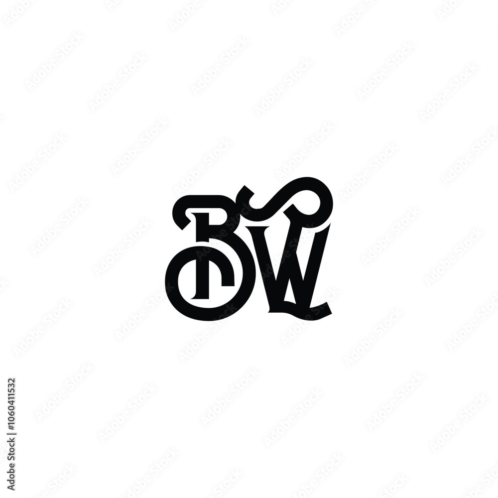BW monogram logo design letter text name symbol monochrome logotype alphabet character simple logo