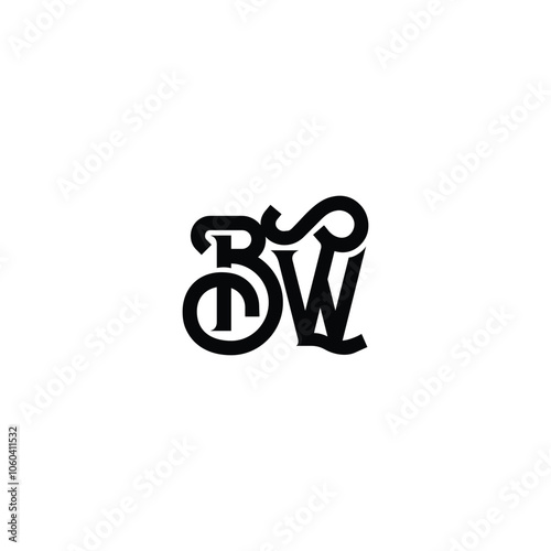 BW monogram logo design letter text name symbol monochrome logotype alphabet character simple logo