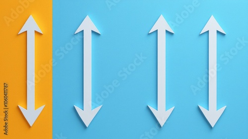 Free Download Colorful arrows pointing upwards on a split background of orange and blue, symbolizing growth and progress. - GFXLoad
