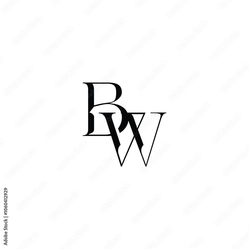 BW monogram logo design letter text name symbol monochrome logotype alphabet character simple logo