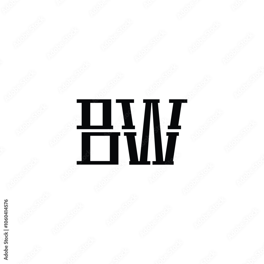 BW monogram logo design letter text name symbol monochrome logotype alphabet character simple logo BW monogram logo design letter text name symbol monochrome logotype alphabet character simple logo