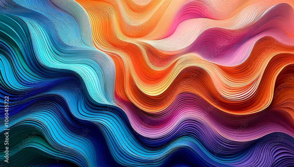 Colorful wave pattern design. 3D Rendering Colorful wave pattern design. 3D Rendering