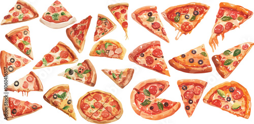 pizza watercolor clipart	