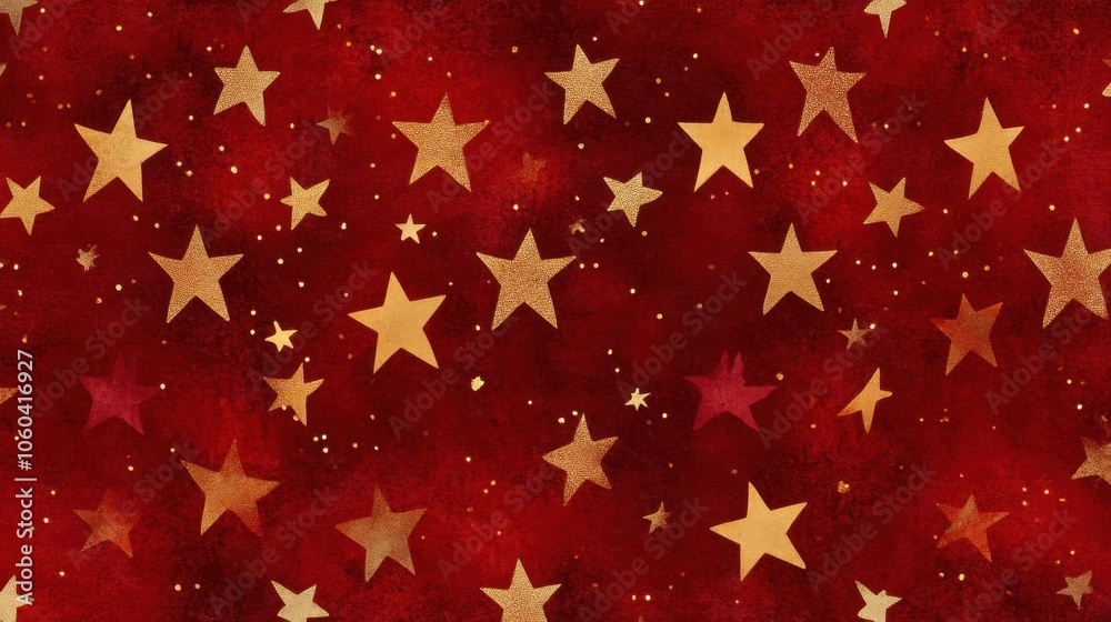 Deep Red Christmas Backdrop with Metallic Stars Deep Red Christmas Backdrop with Metallic Stars