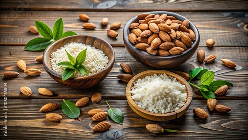 Wallpaper Mural Almonds and rice create a deliciously healthy duo, offering nutritious meal options that enhance flavor while providing essential vitamins and minerals for a balanced diet. Torontodigital.ca