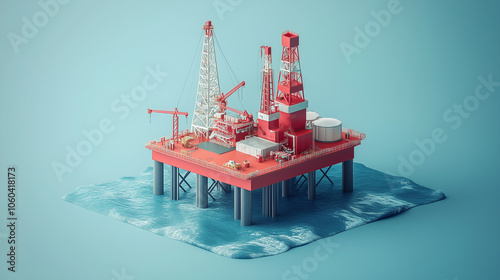 Tension leg platform for deepwater oil extraction, illustration photo