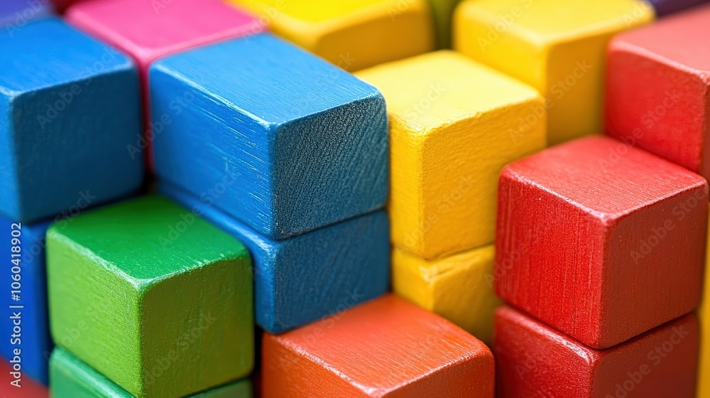 Colorful Wooden Blocks Stacked in Abstract Pattern Colorful Wooden Blocks Stacked in Abstract Pattern