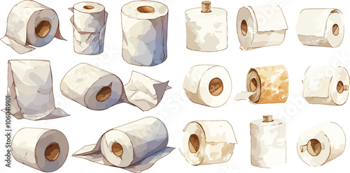 toilet paper roll watercolor clipart	