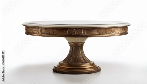 Elegant round table on white background. 3D Rendering