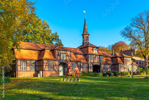 The gatehouse of Wellingsbüttel manor, built in 1757, in the Alster valley in a district of northern Hamburg. Today the historical building contains the Alstertal museum 