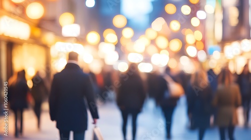 Wallpaper Mural People Walking Through a City at Night Light Gradient Background with Room for Typography Torontodigital.ca