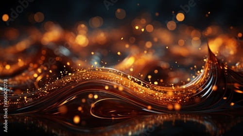 A mesmerizing abstract representation of flowing molten material with glowing particles.