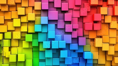 Abstract Rainbow Cube Wall Background