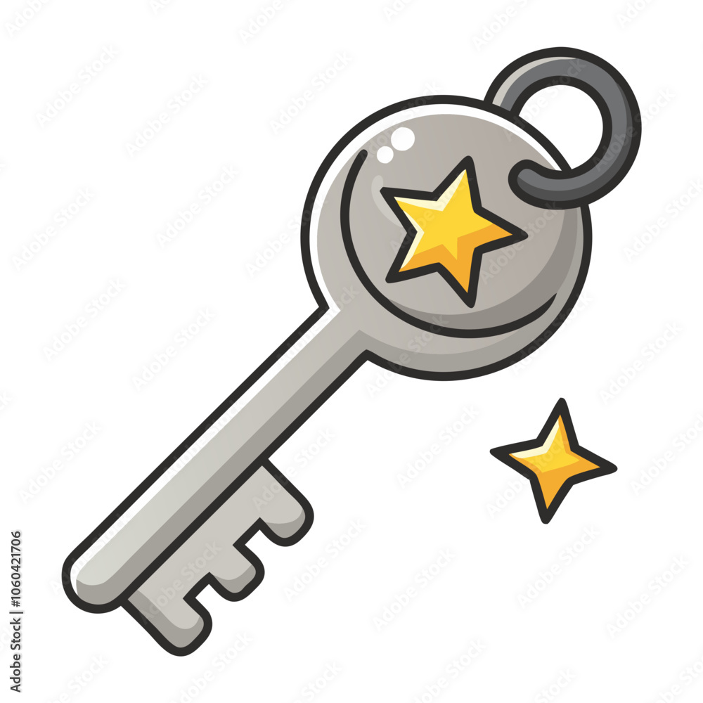 Silver Key Charm with Star Pattern, Unlocking Dreams for New Year. Perfect for: New Year, Graduation, Motivational Occasions Silver Key Charm with Star Pattern, Unlocking Dreams for New Year. Perfect for: New Year, Graduation, Motivational Occasions