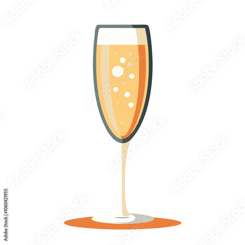 Transparent Champagne Glass with Bubbles, Party Drink. Perfect for: New Year, Weddings, Party Celebrations