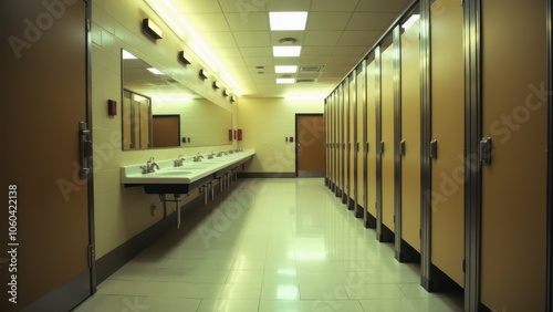 School restroom designed for minimal maintenance.