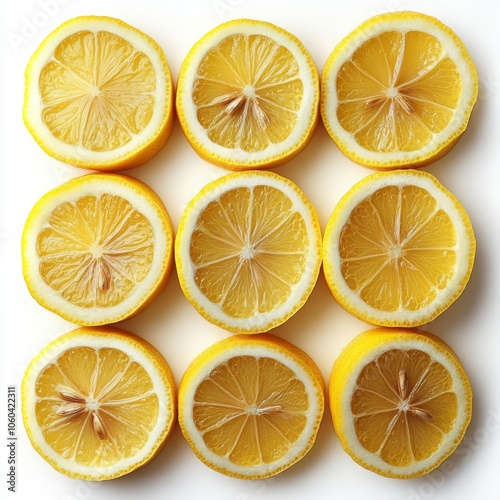 Freshly Squeezed Lemon Slices on White Background, Citrus Health Benefits, Natural Vitamin C, Summer Refreshment, Brightness and Clarity in Food Photography