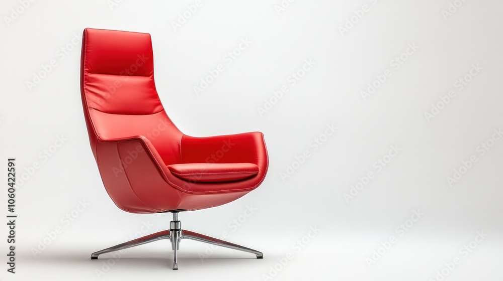 red leather office chair designed for ergonomic support, featuring sleek lines and a polished chrome base. red leather office chair designed for ergonomic support, featuring sleek lines and a polished chrome base.