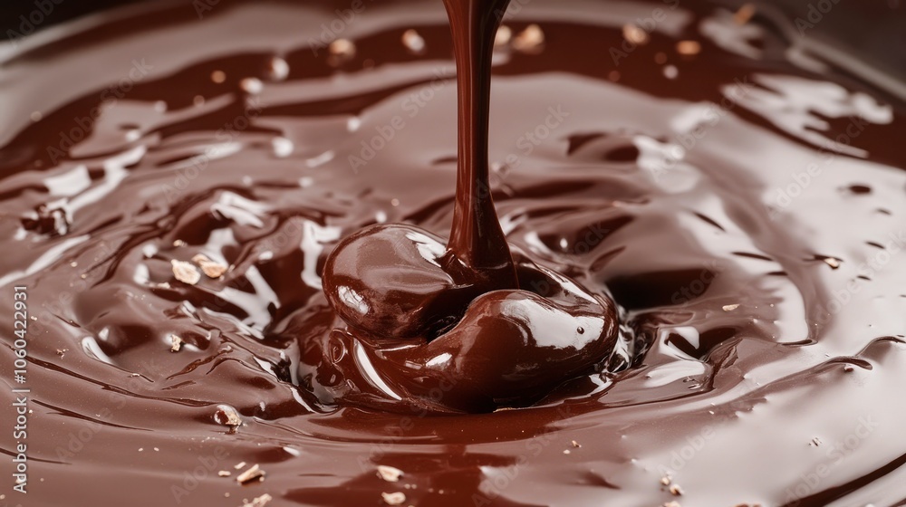 Close-up of Melted Dark Chocolate with Drizzle Close-up of Melted Dark Chocolate with Drizzle