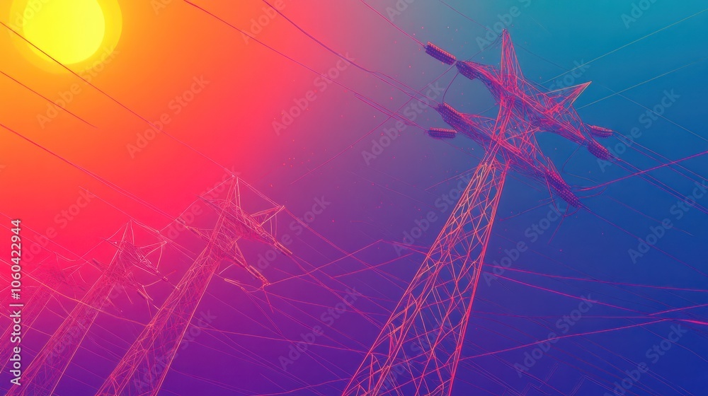 A clean and modern depiction of an electric line emblem, emphasizing the structure of a power transmission system. A clean and modern depiction of an electric line emblem, emphasizing the structure of a power transmission system.